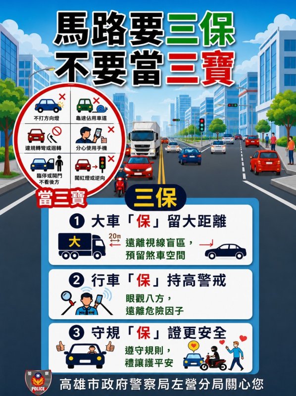 「馬路要三保、不要當三寶！」左警宣導新梗圖+創新VR體驗 帶民眾看見大型車「看不到的危險」